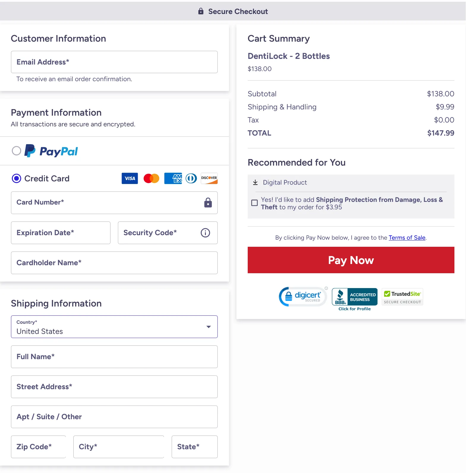 DentiLock Best Value 6 Bottles 6 Month Supply. Advanced Oral & Gum Health Support. Price $49 per bottle, total $294 with FREE Shipping included