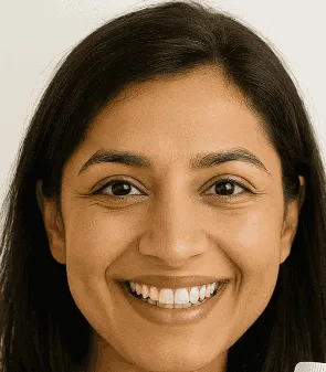 Priya K., Australia, smiling in a bright professional headshot.- review3